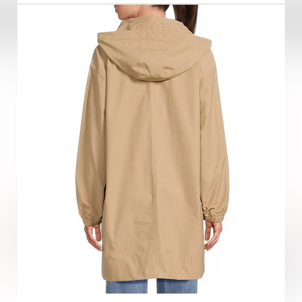 NWT Eileen Fisher Organic Cotton Blend Stand Collar Long Sleeve Hidden Hood coat - Picture 2 of 6